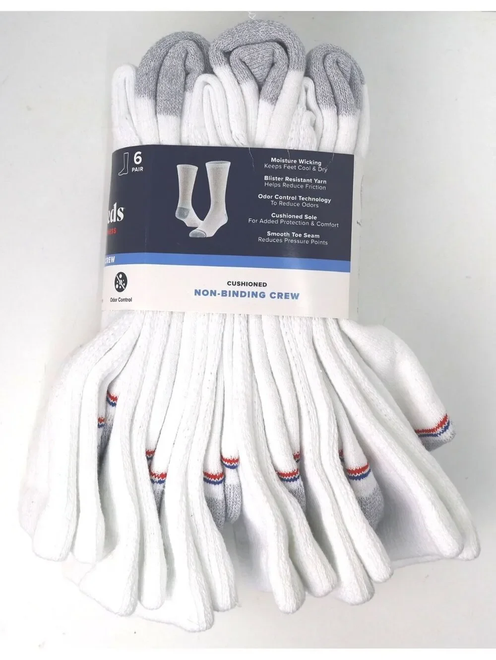 MediPeds Cushioned Non-Binding Crew Socks 6 Pair XL Men's Size 12-15